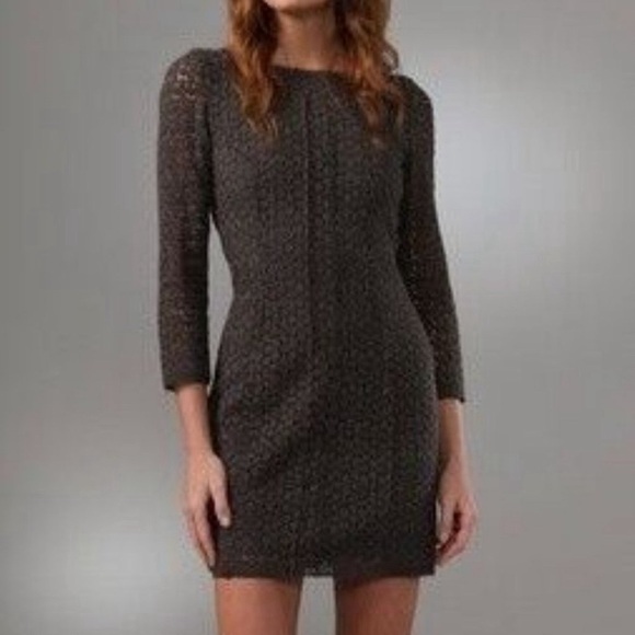 DVF Diane Von Furstenberg CARITAN Crochet Lace Long Sleeve Mini Dress size 4 - Picture 1 of 11
